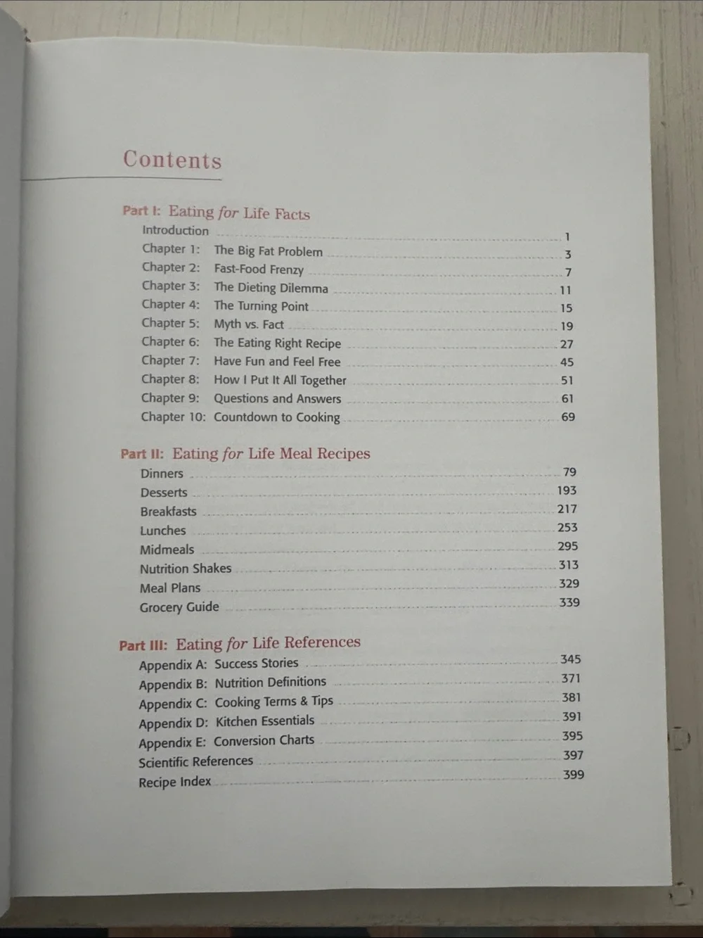 Eating for Life cookbook-in like new condition